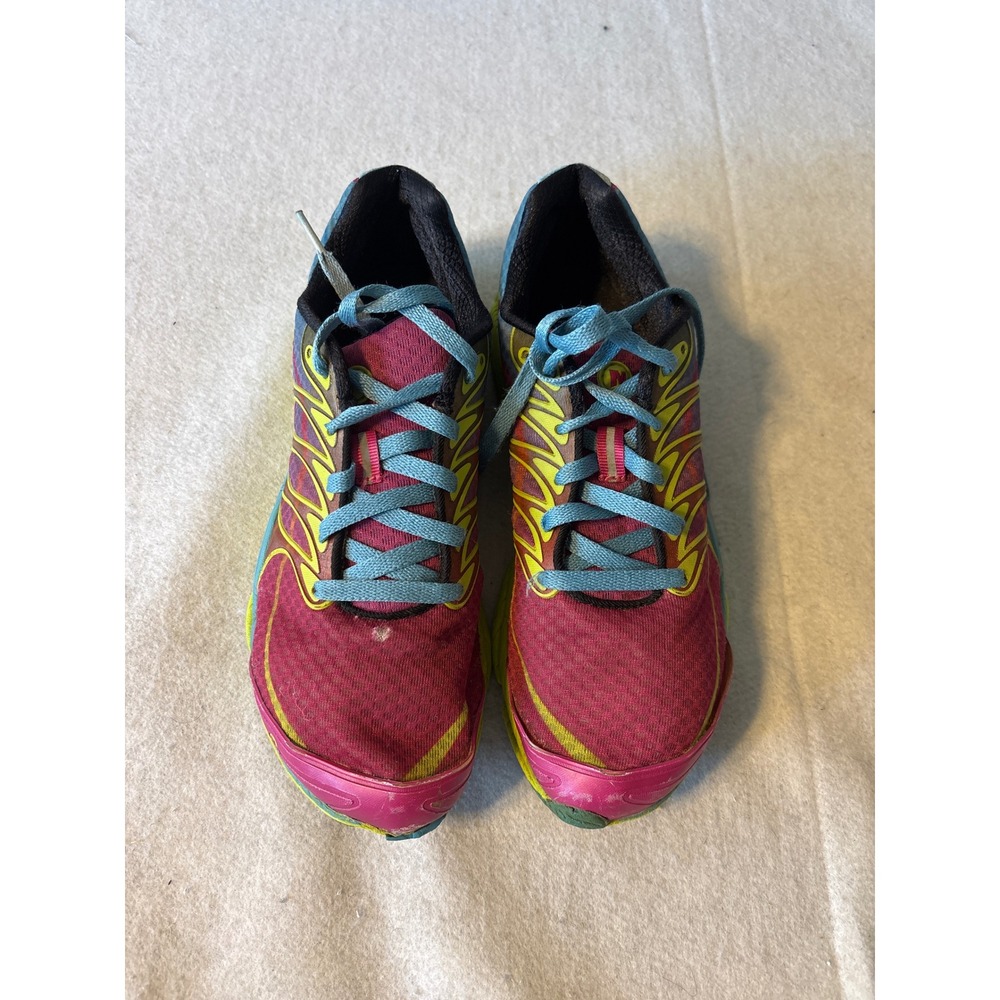 Merrell All Out Flash‎ Running Shoes Women Sz 9.5Pink Blue Lime Green Good Trail